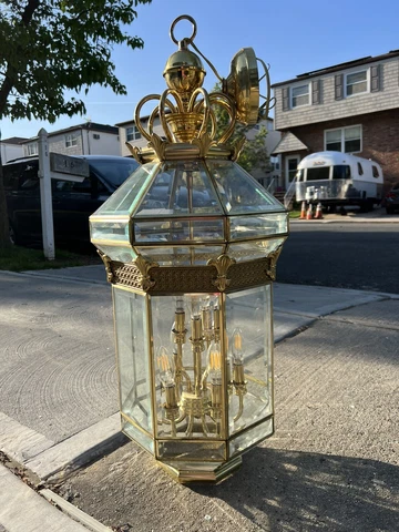 Antique Vintage Brass & Crystals Cage Small Chandelier Lighting Ceiling Lamp Cover