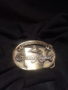 ANTIQUE BRASS BELT BUCKLE "THE SPIRIT OF ARKANSAS CROWN ROYAL" - Picture 1 of 5