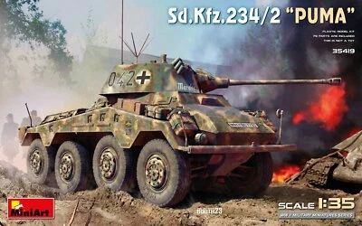 Sd.Kfz.234/2 Puma Tank 1:35 Plastic Model Kit MINIART - Immagine 1 di 4