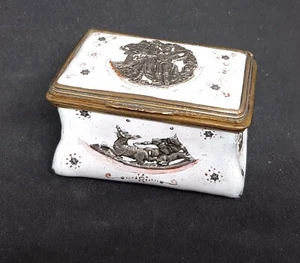 18. Jh. Emaille Schnupftabakdose Fromery Werkstatt Berliner Jagdszenen um 1750 - Bild 1 von 9