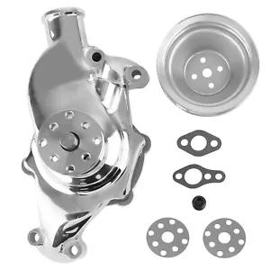 Bomba de agua corta cromada para Chevy V8 283-350 1955-72 sistema de refrigeración del motor de camioneta - Imagen 1 de 12