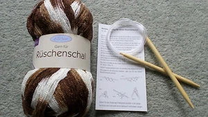 Strickpackung für Rüschenschal Rüschengarn  Schalwolle 482 Braun 150g NEU  - Bild 1 von 1