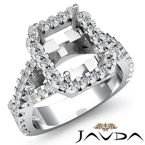 Diamond Engagement Halo Prong Ring Platinum 950 Radiant Shape Semi Mount 1Ct - Picture 1 of 6