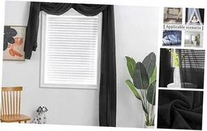 Black Sheer Window Scarf Valance for Windows Black Sheer Scarf Curtains 216 - Picture 1 of 6