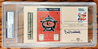 Carl Hubbell Autographed 1984 Clemente FDC Cachet 1940 All Star PSA/DNA Slabbed - Image 1 of 2