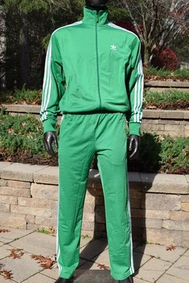 Novo com etiquetas! Conjunto Calça Jaqueta Masculina Adidas Firebird Tracksuit Tamanho M-XL Verde Branco - Imagem 1 de 4
