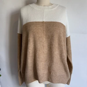 Suéter Vince Camuto Color Bloqueado-Antiguo Blanco/Bronceado Suave Pullover-Mujer Talla XS - Imagen 1 de 15
