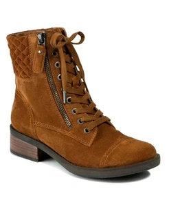 New Women's Lucca Lane Cailyn Lace Up Boots Shoes Size 9 1/2 M Genuine Suede - Picture 1 of 6