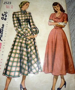 *LOVELY VTG 1940s DRESS Sewing Pattern 14/32 NO INSTRUCTIONS - Picture 1 of 2