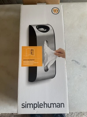 Dispensador de bolsas de comestibles de montaje en pared simplehuman acero inoxidable cepillado KT1166 Foto 1 de 4
