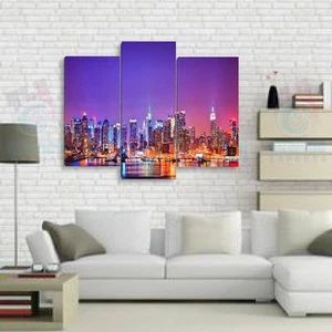 130x100cm- Kit 3 DIPINTI STAMPATO QUADRO DECORAZIONE - NEW YORK-NY-02 -3T01 - Foto 1 di 6