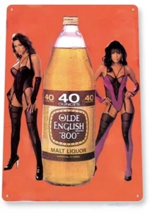 OLD ENGLISH MALT LIQUOR TIN SIGN 40 OUNCE 800 STOUT PEOPLES BREWING DULUTH CO - Picture 1 of 1