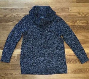 Calvin Klein Women's Cowl Neck Cable Knit Sweater Black/White Size XL - Picture 1 of 9