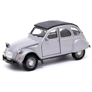 Citroen 2CV Classic French Car Model Silver Diecast 1:34-1:39 Scale Welly - Picture 1 of 6