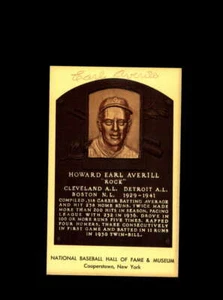 Earl Averill handsignierte Gold Hall Of Fame Plakette Postkarte Autogramm - Bild 1 von 2