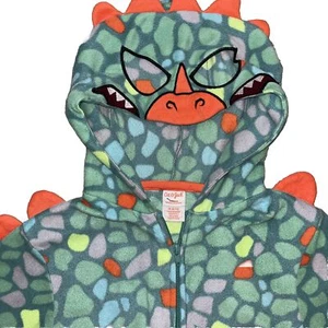 Cat & Jack Dinosaur Green One Piece Zip Fleece Pajamas Costume PJ’s Boys M 8/10 - Picture 1 of 11