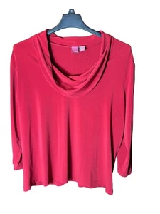 Merona Blouse Pullover Long Sleeve Red Cowl Neck Size 2X - Picture 1 of 4