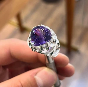 Natürlicher Amethyst Stein 925 Silber Ring lila Amethyst Ring, Handarbeit Ring - Bild 1 von 4
