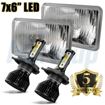 For Mazda RX-7 1986-1991 Black 5x7" 7X6 inch LED Headlight Hi/Lo Beam H4 Lights Foto 1 de 4