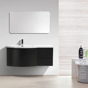 Badmöbel Set LAURANCE 1200 Weiß Hochglanz Schwarz matt Waschbecken Unterschrank - Bild 1 von 14