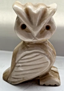 Peso de papel de piedra tallada a mano diseño búho vintage decoración del hogar - Imagen 1 de 9