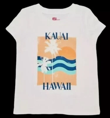 EPIC THREADS Girls Kauai Hawaii Graphic White Short Sleeve Tee NWT - Image 1 of 4