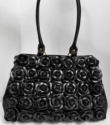 Cartera grande Clever Carriage Company francesa de cuero negro rosa Foto 1 de 4