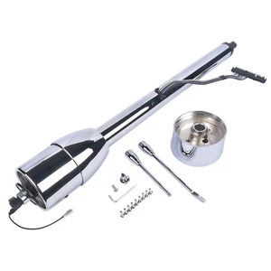 32" Polished Finished Tilt Manual Floor Shift Steering Column w/ Adapter No Key - Picture 1 of 13