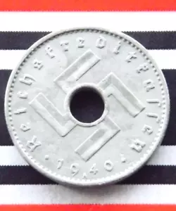 GERMAN 10 PFENNIG 1940 A REICHSKREDITKASSEN Military SWASTIKA Coin 3rd WW2 +RARE - Picture 1 of 4