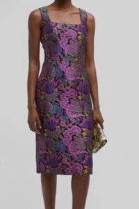 $2190 Etro Women's Purple Brocade Sleeveless Sheath Dress Size 44 - Picture 1 of 4
