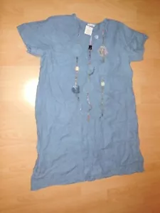 Made in Italy 100% Leinen Tunika Kleid Blau XL 44/46 mit Etikett A-Form weit - Bild 1 von 6