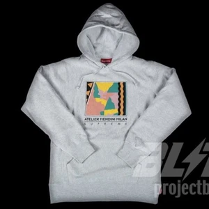 SS16 SUPREME MENDINI ATELIER MILAN HOODED SWEATSHIRT HOODIE ASH GREY SIZE S 2016 - Picture 1 of 3