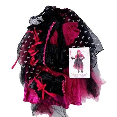 Princess Paradise Girls Caribbean Pirate Costume Pink Black Dress Medium 8 New - Image 1 of 4