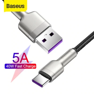Baseus Cafule Metal USB C SuperCharge Cable 40W 5A Charging for Huawei - Image 1 of 4