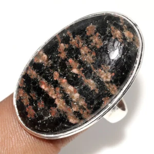 925 Silver Plated Viper Skin Jasper Ethnic Ring Jewelry Size US 9.5 JW - Picture 1 of 3