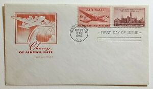1946 FDC Change of Rate House of Farnam Cachet First Day Cover 5c SC #C12 