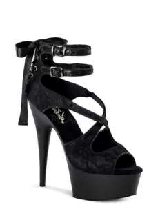 Pleaser DELIGHT-678LC Women's 6" Heel, 1 3/4" Criss Cross Ankle Strap Sandal - Picture 1 of 6