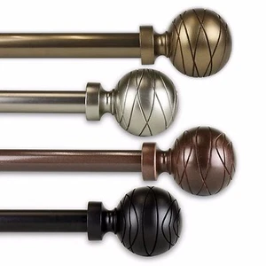 Ferro 3/4” Adjustable Window Drapery Curtain Rod 18"-170" (5 sizes, 4 colors) - Picture 1 of 9