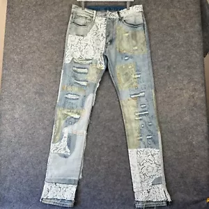 MNML Jeans Herren 34 34x36 Patchwork Distressed Designer Button Fly Slim Hose - Bild 1 von 18