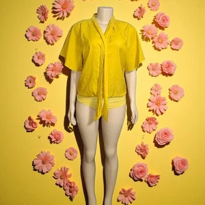 New York & Company Yellow Bodysuit Blouse - Picture 1 of 5