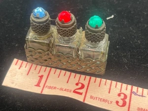 antique miniature perfume bottles jeweled set lot 3 french? glass vintage - Picture 1 of 14