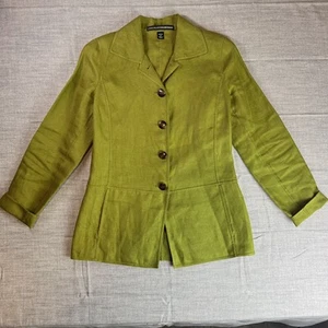 Ellen Tracy Olive Green Linen Jacket OfficeCore/Business/ Travel/ Breathable - Picture 1 of 10