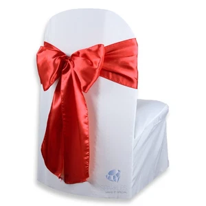 200 Stck. Satin Stuhlhusse Schleife Schärpe 108"x8" - rot - Hochzeit Party Bankett pd - Bild 1 von 5
