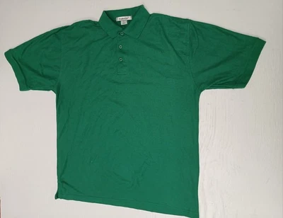 Featherlite Green Mens Polo Button Up Shirt Large Short Sleeve Casual Pakistan - Image 1 of 4