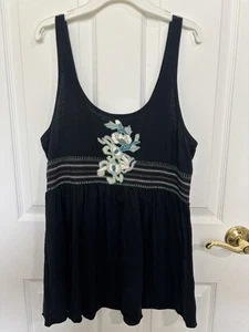 Y2K Free People Baby Doll Tank Size Large Embroidered Empire Fairy Whimsy Boho - Picture 1 of 6