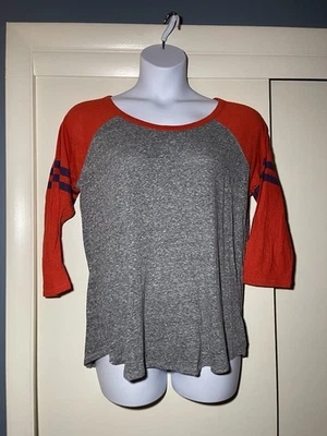Gray and Orange Women's Jersey Top 3/4 Sleeve size XXL fits more like XL - Image 1 of 4