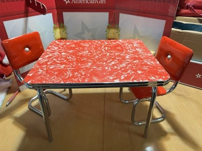 Pleasant Company American Girl Doll Molly Red Chrome Table & 2 Chairs - Retired - Image 1 of 3