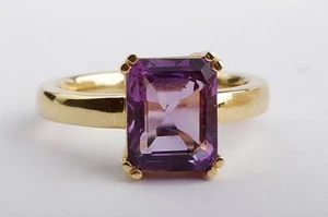 Ring Amethyst 3,5ct 9,9x7,8mm 18K 750 Gelb Gold Größe 52 16,6mm Neu * - Bild 1 von 7