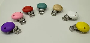Clip Pince Attache Tetine en Bois Rond 3cm Couleur au Choix  Couleur unique - Imagen 1 de 16
