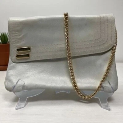 Bolso sin asas de hombro vintage St Thomas cartera cuero italiano blanco convertible Y2K Foto 1 de 4